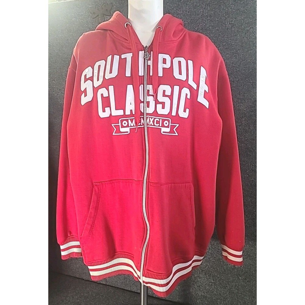 Vintage Y2K Southpole Classic Stitched Red Full Zip XL Hoodie MCMXCI Sweatshirt